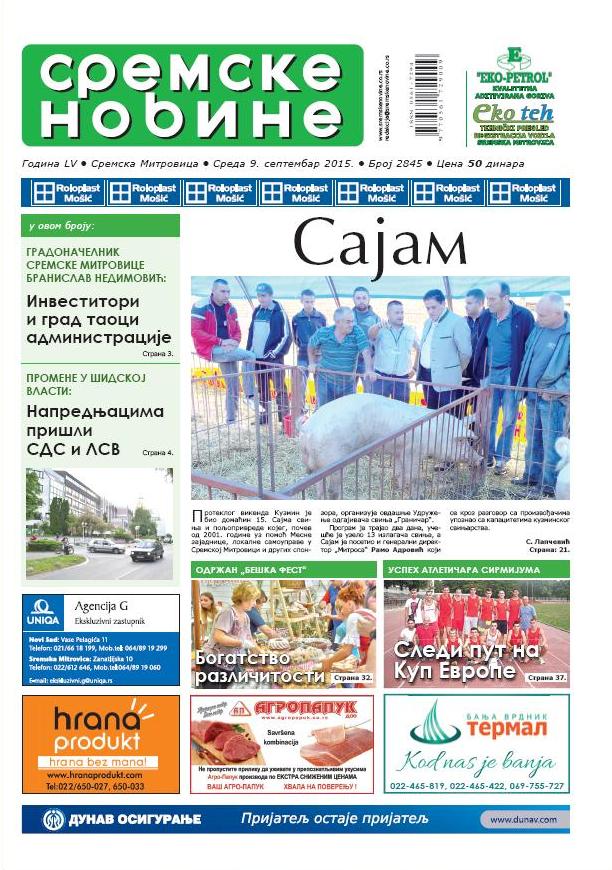 NA KIOSCIMA JE NOVI BROJ SREMSKIH NOVINA
