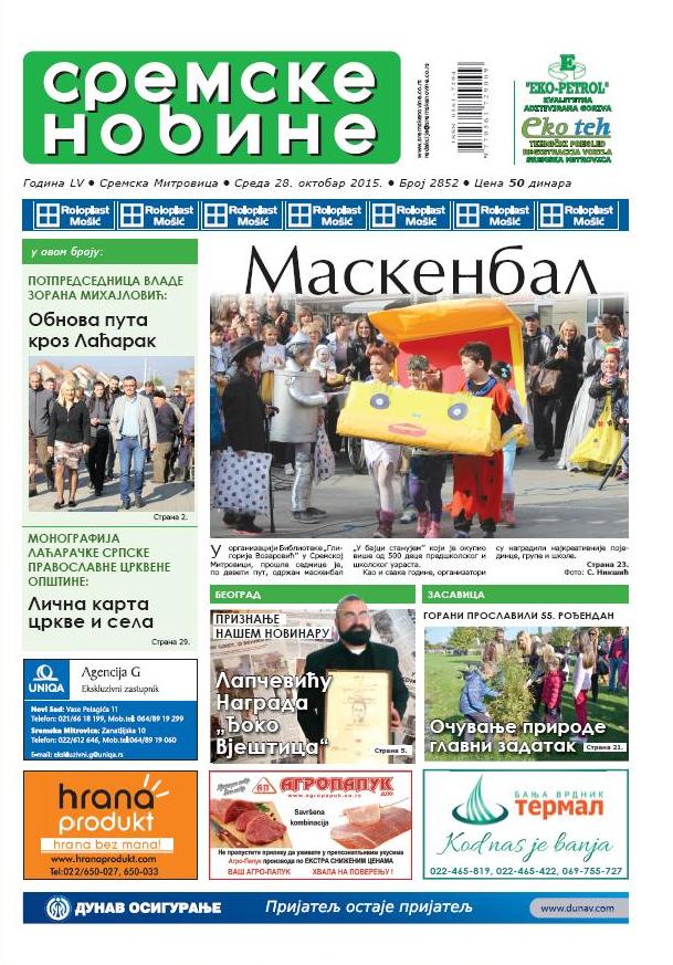 NA KIOSCIMA JE NOVI BROJ „SREMSKIH NOVINA“