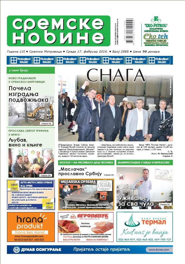 NA KIOSCIMA JE NOVI BROJ „SREMSKIH NOVINA“
