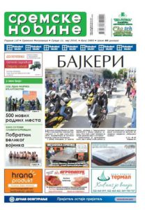 Naslovna strana Sremskih novina za 11 maj