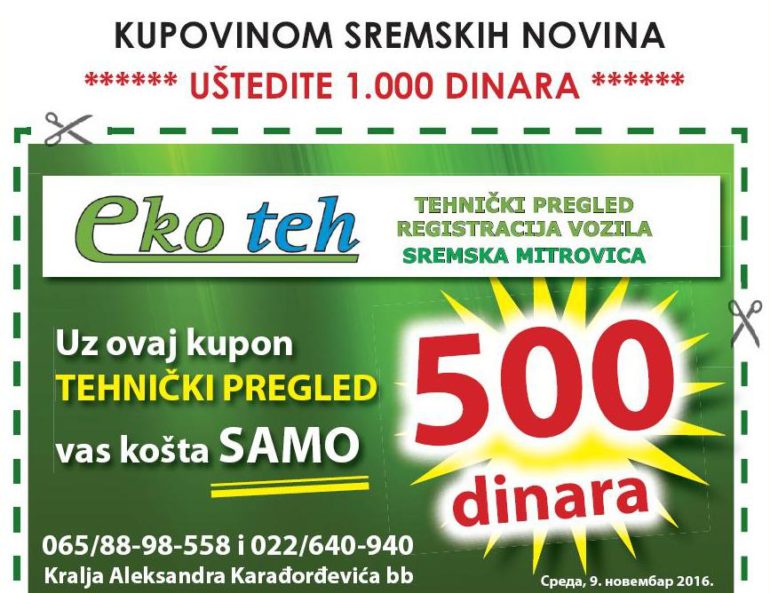 Uz „Sremske novine“ uštedite 1.000 dinara!