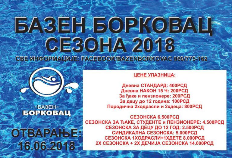 Počinje sezona kupanja na bazenu Borkovac
