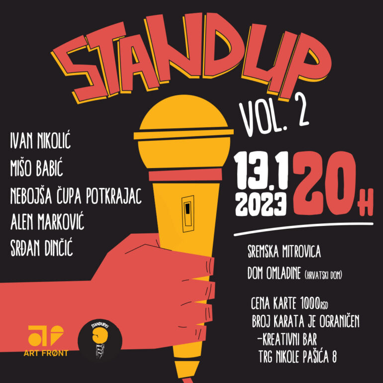 „Art front“ pripremio bogat program za januar: Stand-up veče, Kanda Kodža i Nebojša, humanitarni ručak