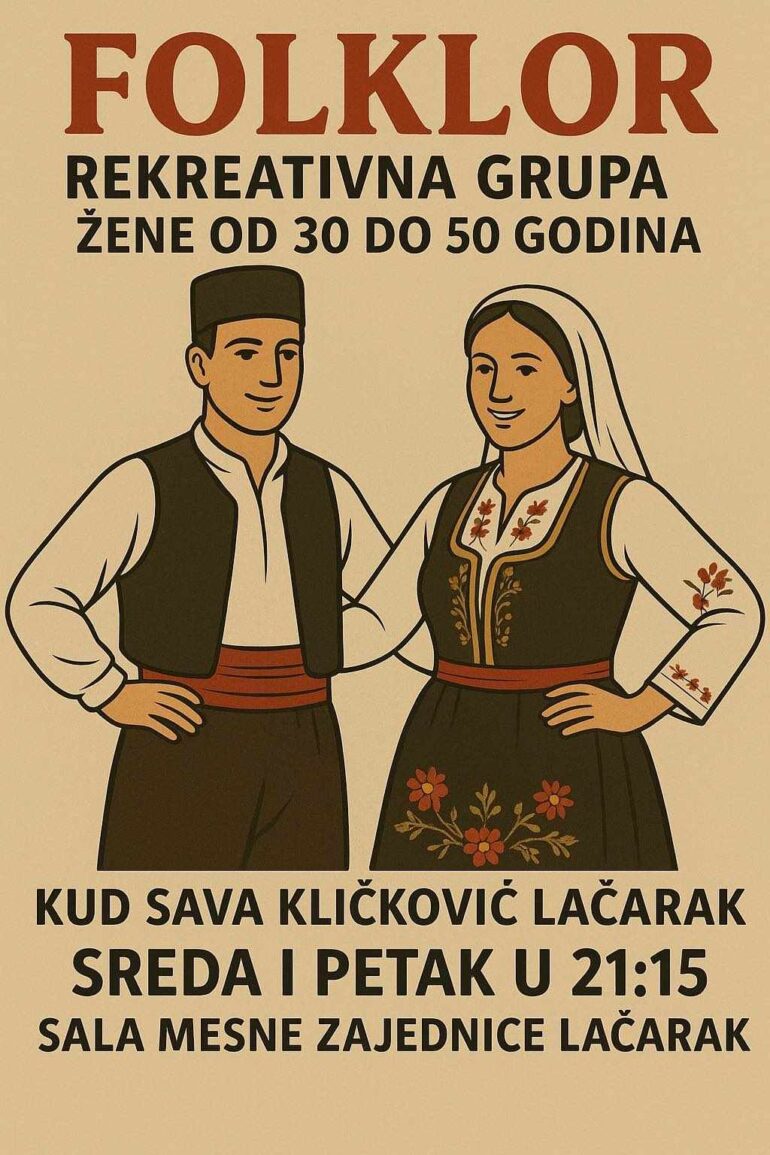 Rekreativna folklorna grupa za žene od 30 do 50 godina u Laćarku