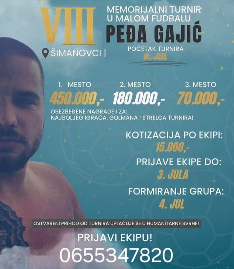 Šimanovci – Prijave u toku za osmi memorijalni turnir „Peđa Gajić“